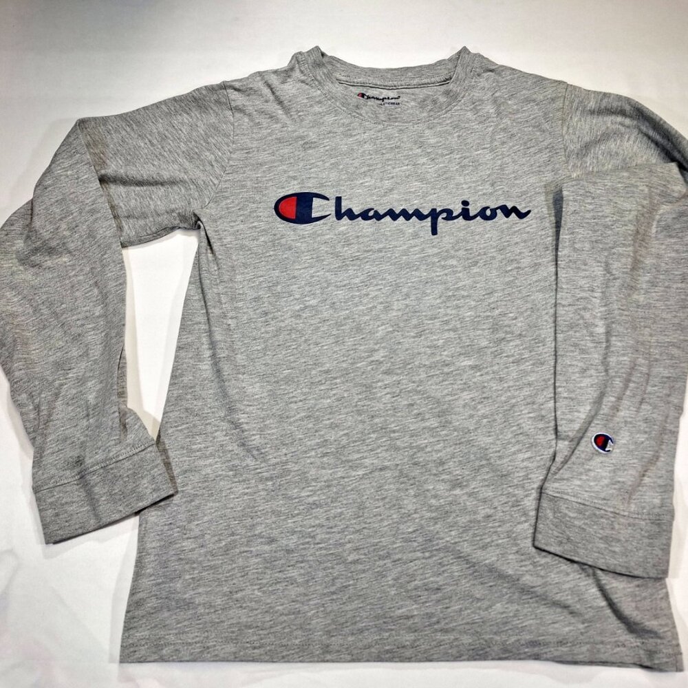 Champion Kids Long Sleeve Logo Shirt Gray